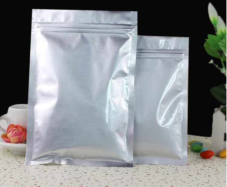 ถุงอลูมิเนียมซิปล็อค ตั้งไม่ได้ (ก้นแบน) (สีเงินผิวด้าน)