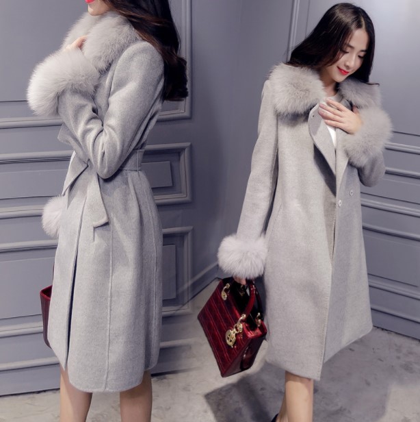 พร้อมส่ง - เสื้อโค้ทผ้าวูลกันหนาว CT765 (สีเทา)