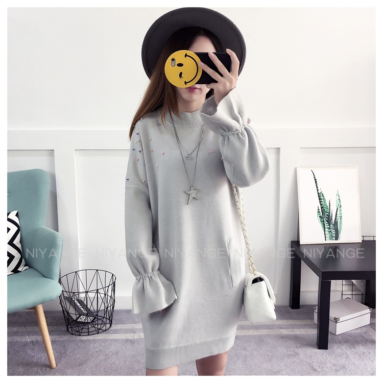 พรีออเดอร์ - เดรสไหมพรม Pre - DT132 (สีเทา)