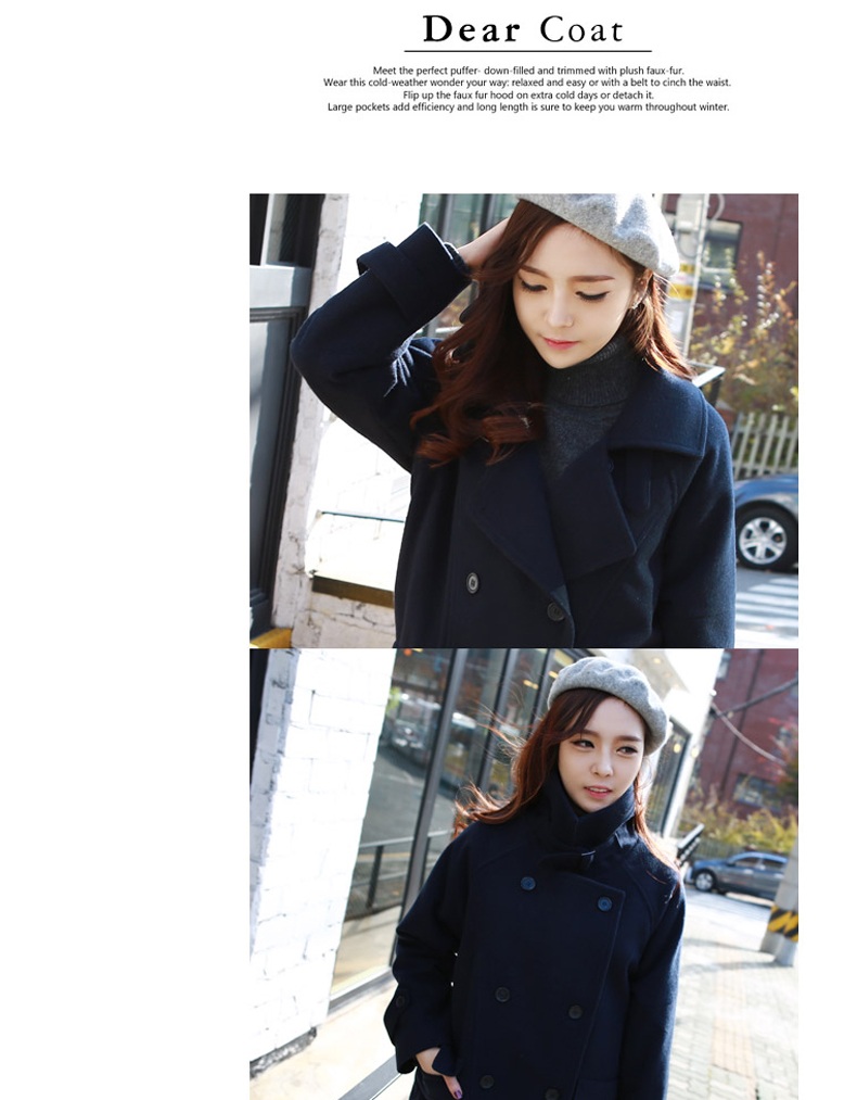 พรีออเดอร์ - เสื้อโค้ทผ้าวูลกันหนาว Pre - CT615 (สีกรม)