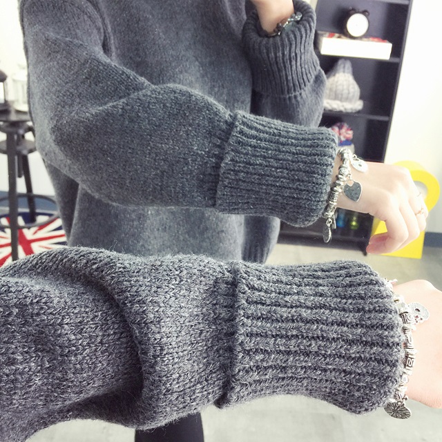 พร้อมส่ง - เสื้อไหมพรมแฟชั่นแขนยาว ST661 (สีเทา)