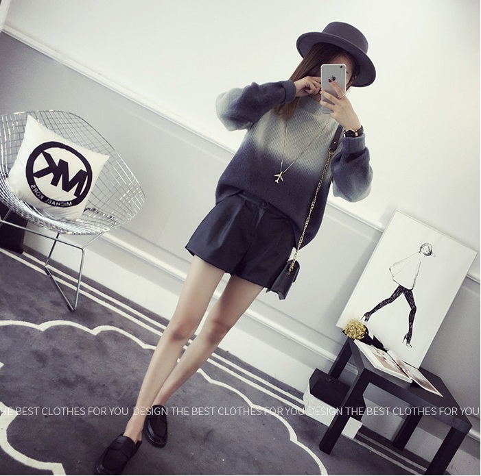 พรีออเดอร์ - เสื้อไหมพรมแฟชั่นแขนยาว Pre- ST760 (สีเทาน้ำเงินเข้ม)