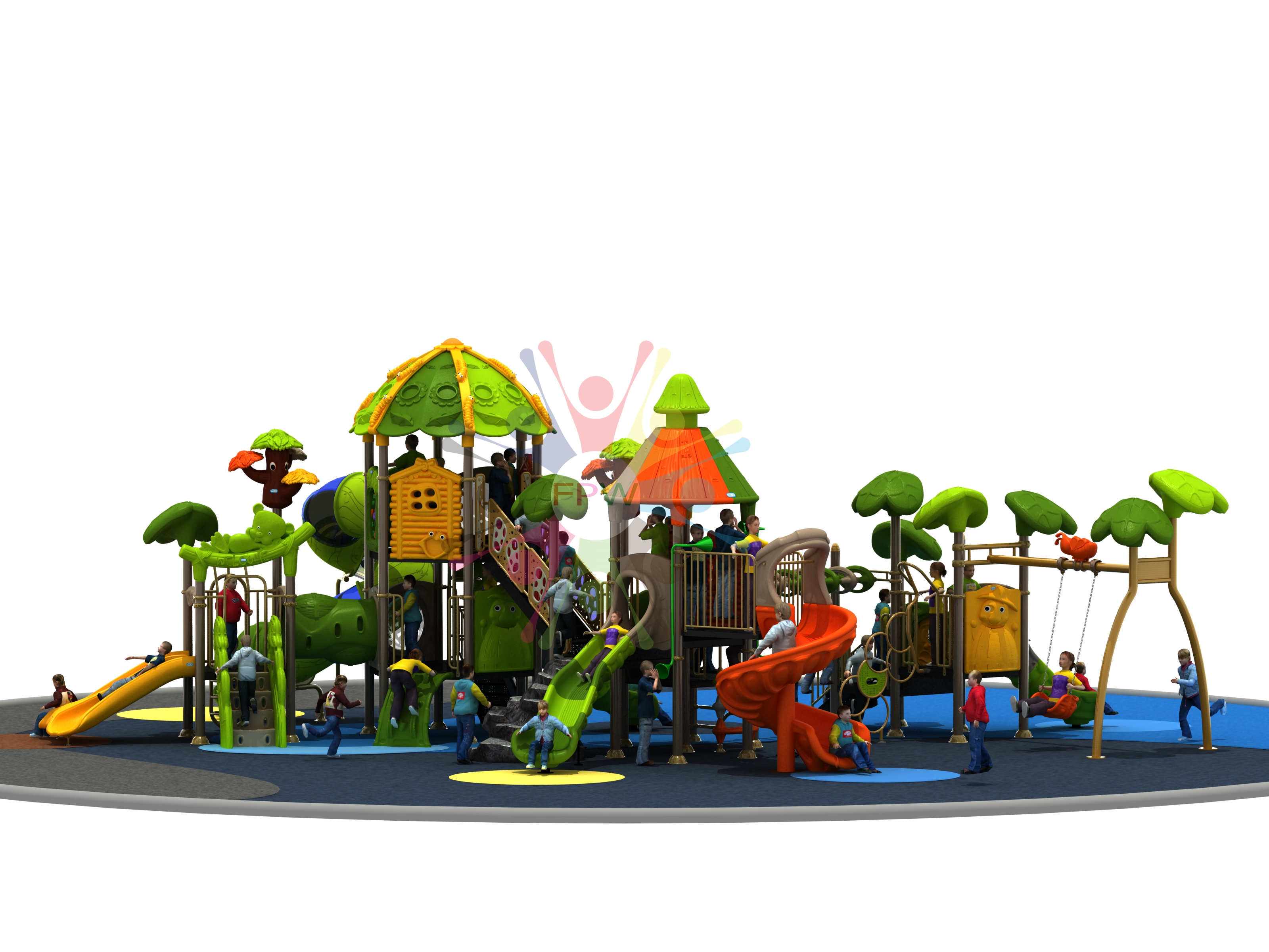 เครื่องเล่นสนามพลาสติกกลางแจ้ง ขนาด 1050x370x520 cm โครงสร้างเสาและชิ้นส่วนเหล็กทุกชิ้นผ่านกระบวนการเคลือบสารป้องกันสนิม ( Galvanized ) ปลอดสารพิษและปลอดภัยต่อเด็กตามมาตรฐาน ASTM ประเทศเกาหลี น๊อตและสกรูเป็นระบบกันคลายและปลายตัดมนป้องกันการขีดข่วนเด็กๆพื้