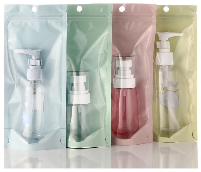 ถุงซิปล็อคใสตั้งได้ หน้าใสหลังพลาสติก