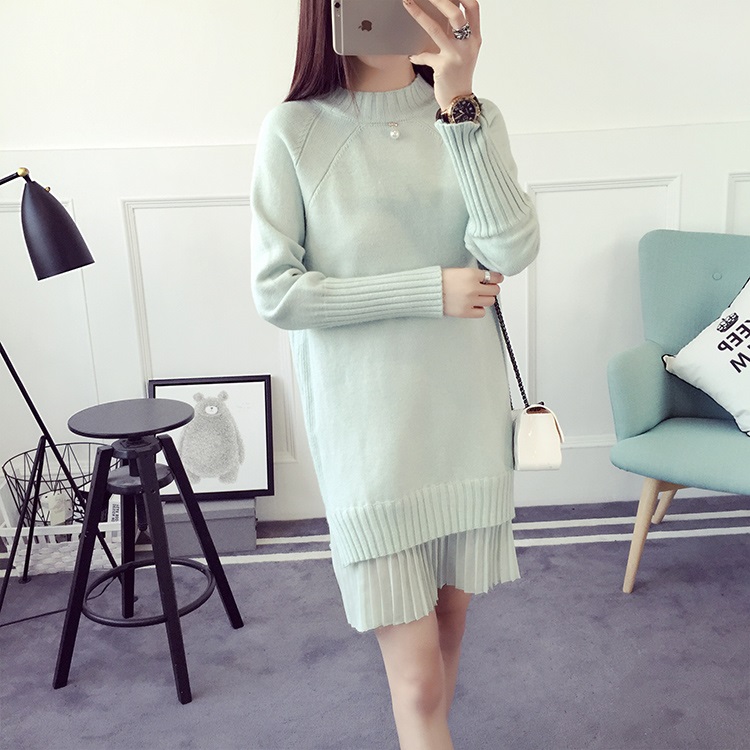 พร้อมส่ง - เดรสไหมพรม DT513 (สีเขียวมิ้น)