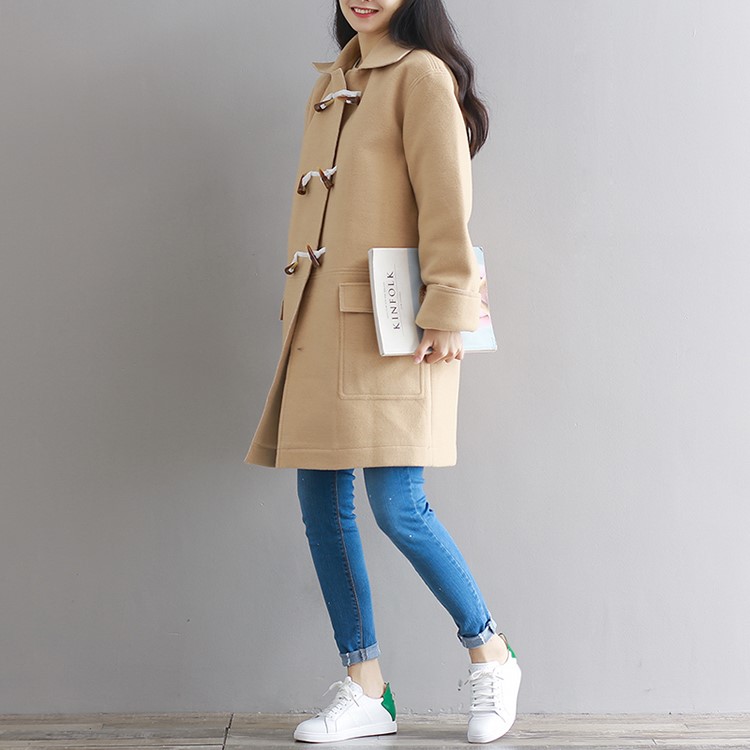 พร้อมส่ง - เสื้อโค้ทผ้าวูล CT164 (สีน้ำตาล)