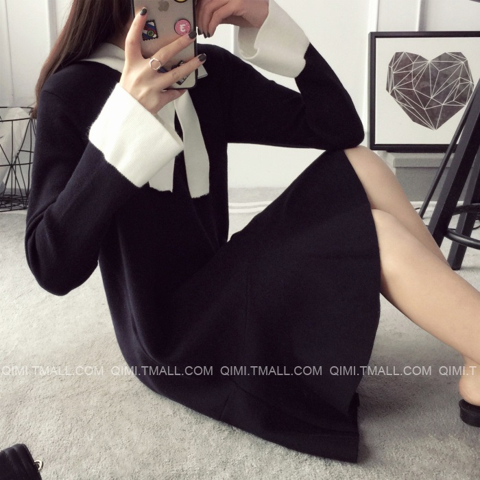 พรีออเดอร์ - เดรสไหมพรม Pre - DT121 (สีดำ)