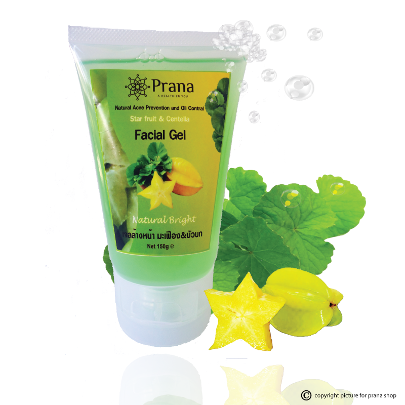 [สิว ฝ้า กระ] Prana Facial Cleansing Gel เจลล้างหน้า มะเฟือง และใบบัวบก (150g.)