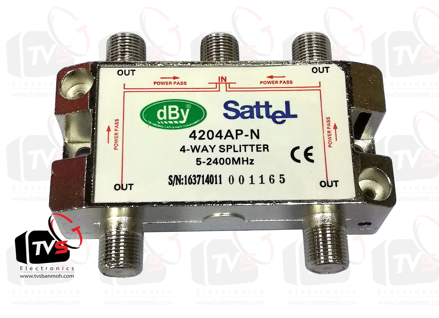 ไลน์แอมป์ ขยายสัญญาณดาวเทียม 950-2400MHz MS-LA2400 แถมตัวแยก4ทางพร้อมสายRG6ต่อ1เมตร