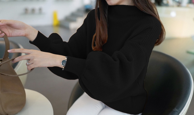 พร้อมส่ง - เสื้อไหมพรมแฟชั่น ST141 (สีดำ)