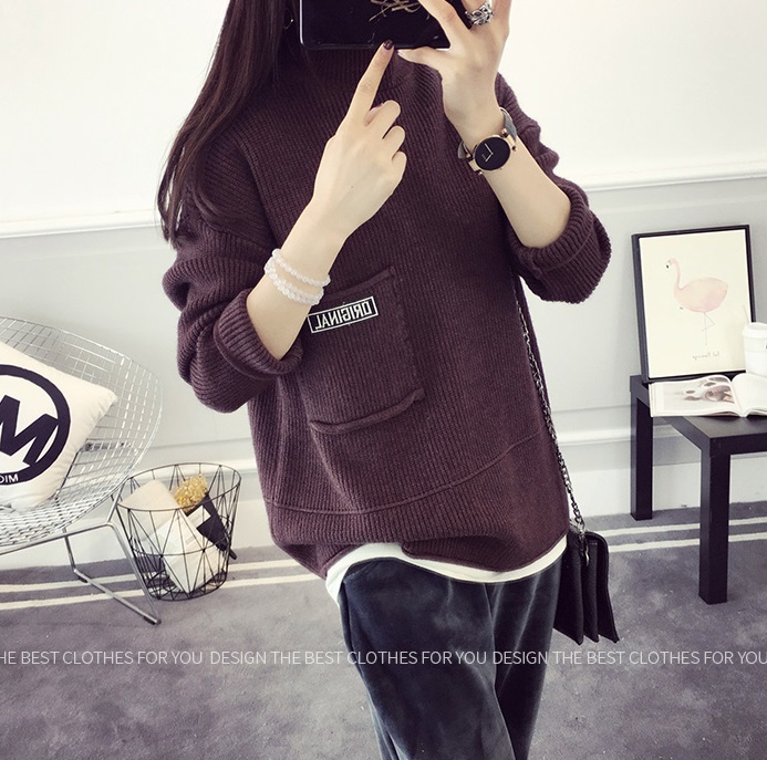 พรีออเดอร์ - เสื้อไหมพรมแขนยาวทรงหลวม Pre- ST756 (สีม่วงเข้ม)