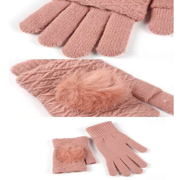 พร้อมส่ง - ถุงมือไหมพรม GT262 (สีน้ำตาล)