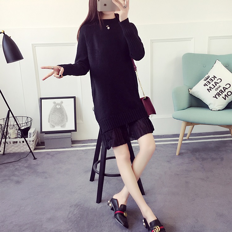 พร้อมส่ง - เดรสไหมพรม DT512 (สีดำ)