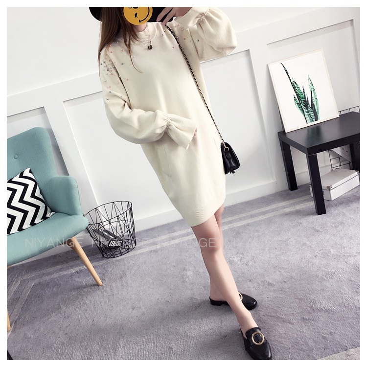 พรีออเดอร์ - เดรสไหมพรม Pre - DT131 (สีขาว)