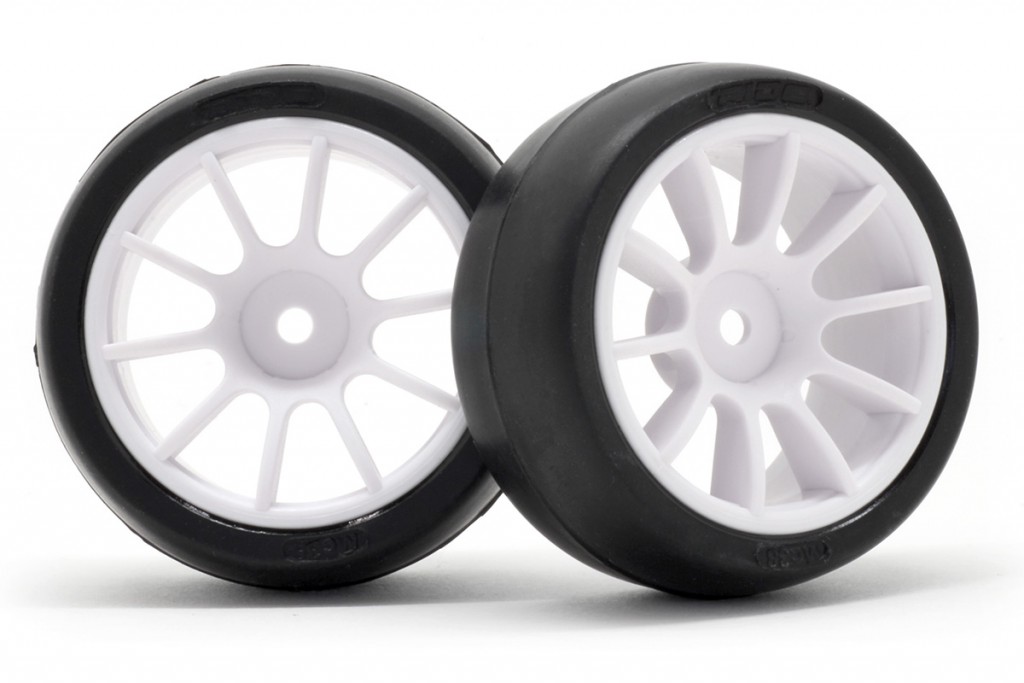 Pre-Mounted Tire Set (Low Profile Tire MC38/10 Spoke Wheels white) (2pcs).