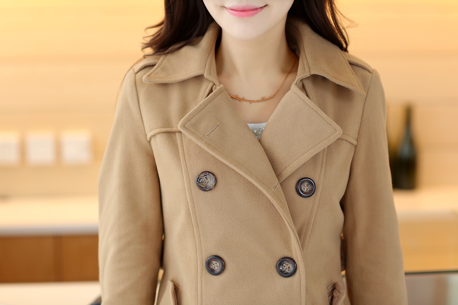 พร้อมส่ง - เสื้อโค้ทผ้าวูลกันหนาว CT150 (สีน้ำตาล)