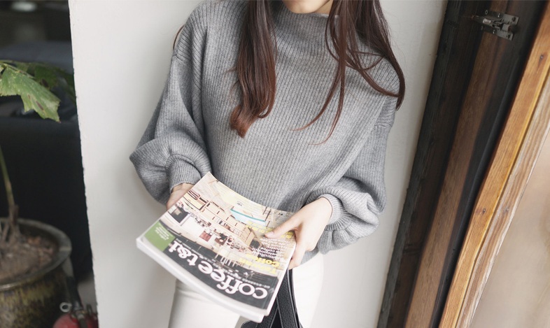 พร้อมส่ง - เสื้อไหมพรมแฟชั่น ST142 (สีเทา)