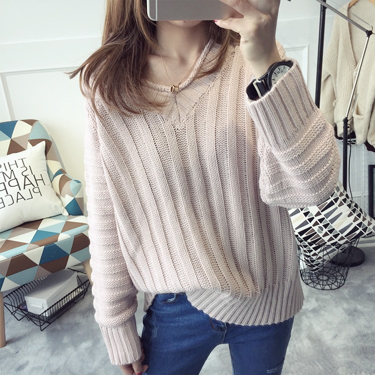 พรีออเดอร์ - เสื้อไหมพรมแฟชั่นทรงหลวม Pre - ST766 (สีชมพูอ่อน)