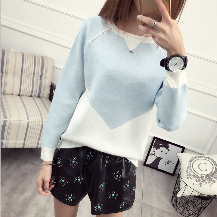 พร้อมส่ง - เสื้อไหมพรมแขนยาว ST186 (สีฟ้า)