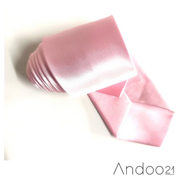 NT359_เนคไทผ้าซาติน สีชมพู หน้ากว้าง 2 นิ้ว