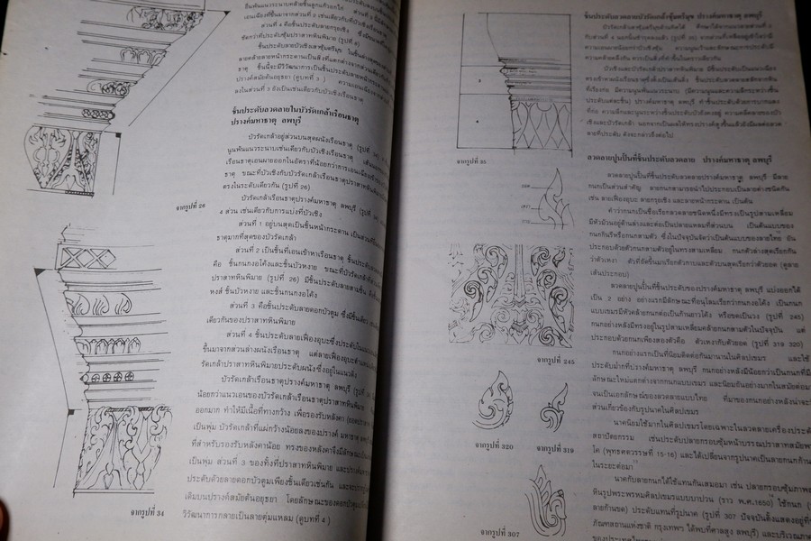 วิวัฒนาการของชั้นประดับลวดลาย เเละ ลวดลายสมัยอยุธยาตอนต้น อ.สันติ เล็กสุขุม พิมพ์เเรก ปี 2522
