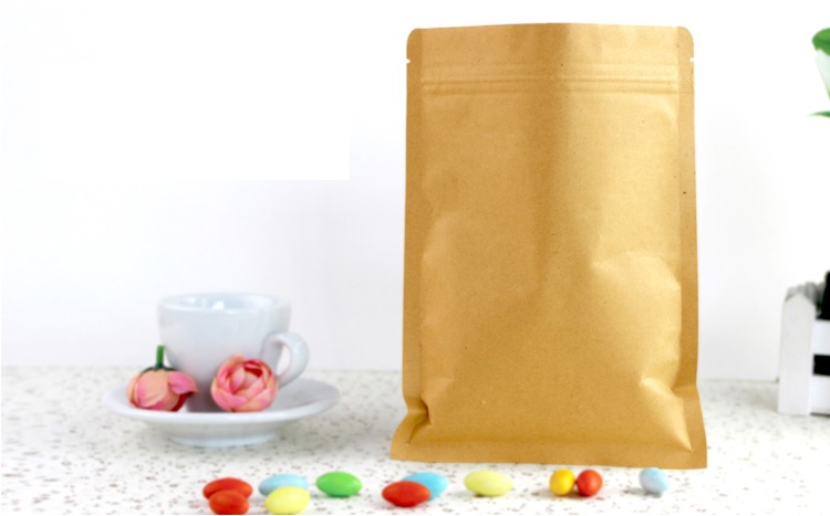 ถุงคราฟท์ซิปล็อค ตั้งไม่ได้ (ก้นแบน) - ทึบ 2 ด้าน หน้า-หลัง