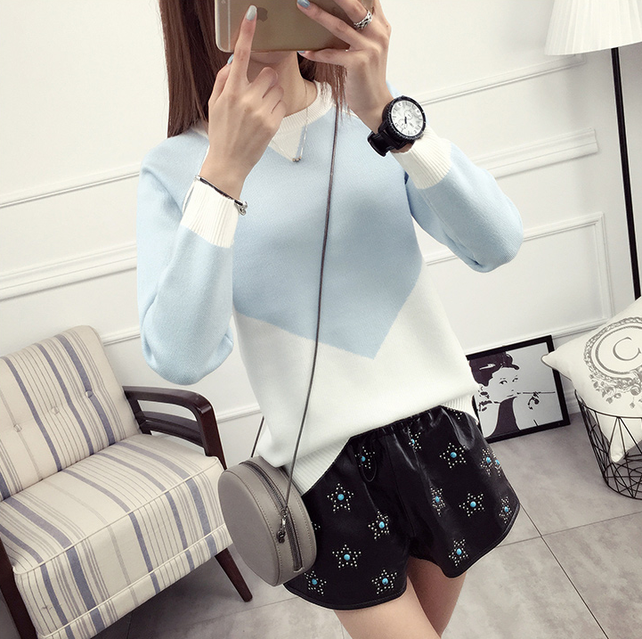 พร้อมส่ง - เสื้อไหมพรมแขนยาว ST186 (สีฟ้า)