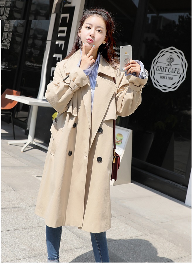 พร้อมส่ง - Trench Coat เสื้อโค้ททรงยาว CT225 (สีเบจ)