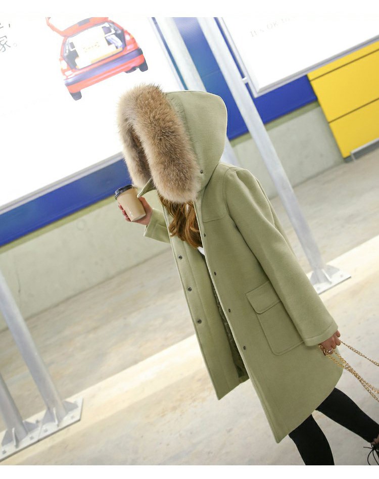 พร้อมส่ง - เสื้อโค้ทผ้าวูลกันหนาว CT173 (สีเขียว)