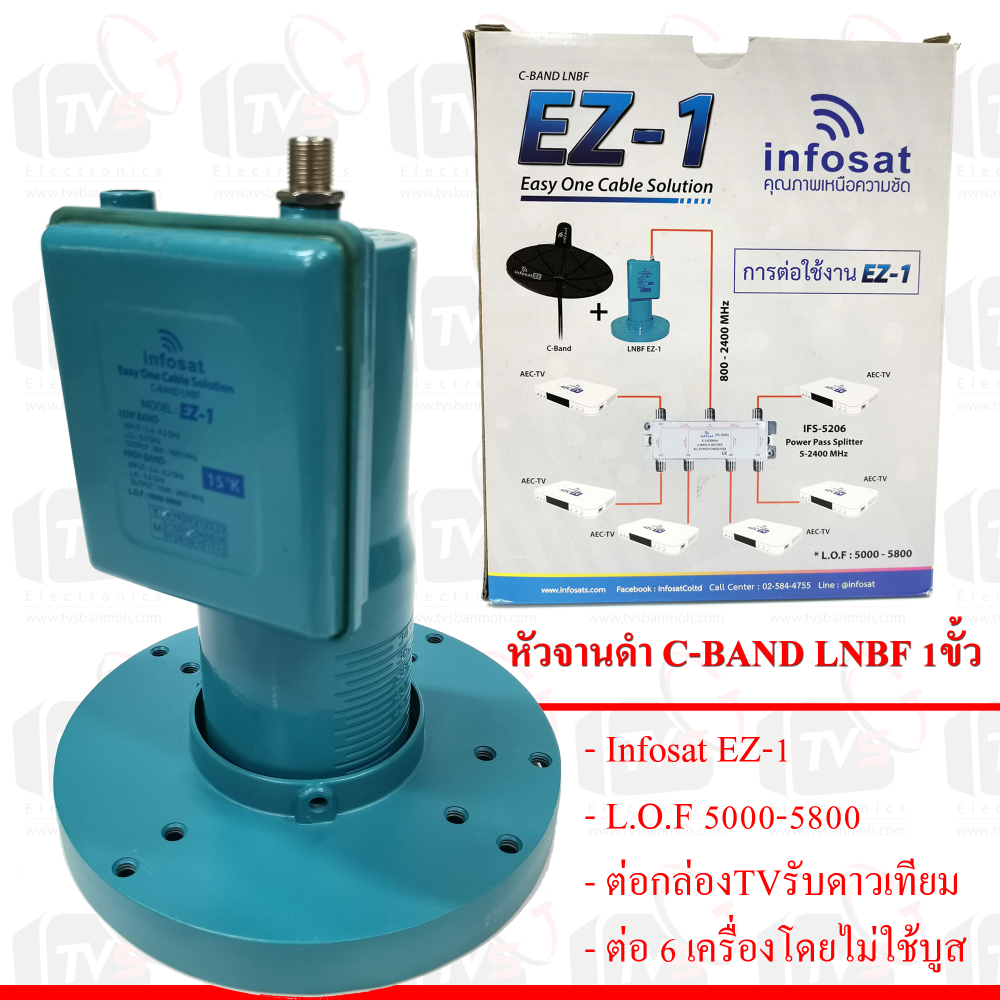 Infosat หัวจานดำ C-BAND LNBF 1ขั้ว EZ-1