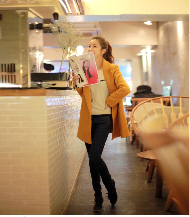 พร้อมส่ง - เสื้อโค้ทผ้าวูล CT168 (สีเหลือง)