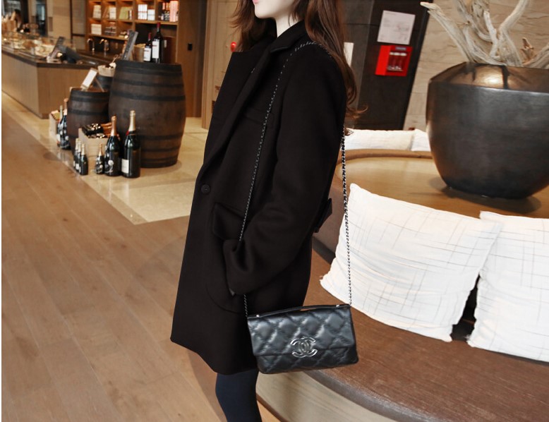 พร้อมส่ง - เสื้อโค้ทผ้าวูล CT172 (สีดำ)