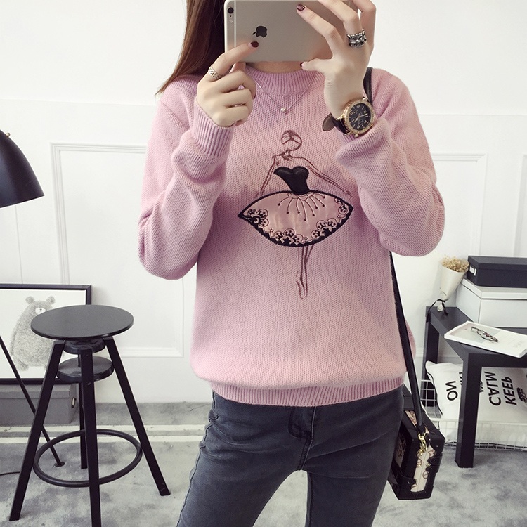 พรีออเดอร์ - เสื้อไหมพรมแฟชั่นลายการ์ตูน Pre- ST721 (สีชมพู)