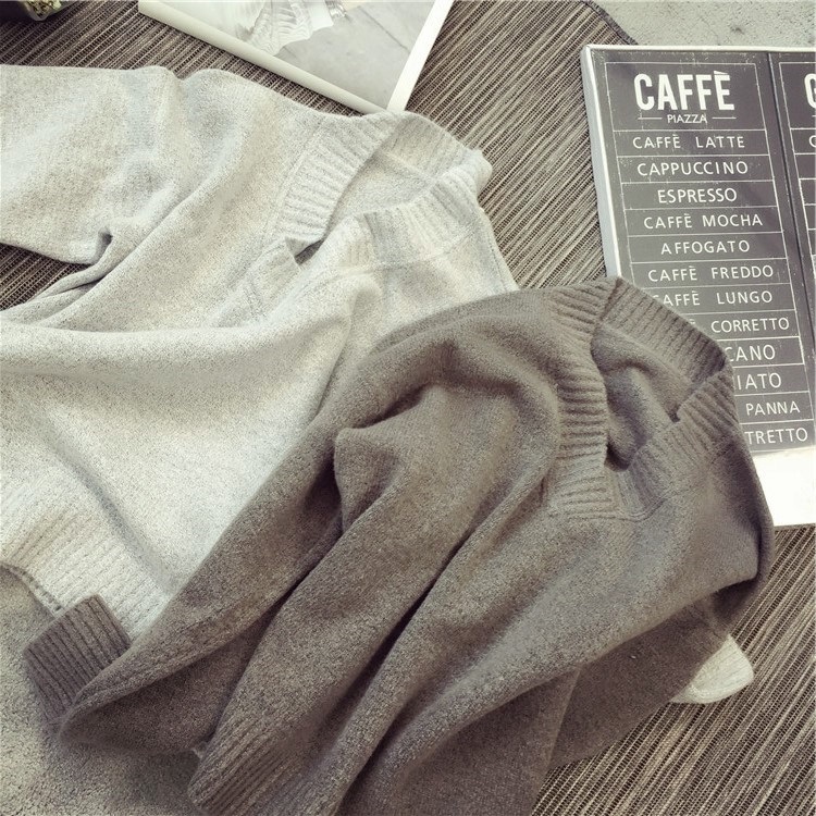 พรีออเดอร์ - เสื้อไหมพรมแฟชั่นแขนยาว Pre - ST775 (สีเทาเข้ม)