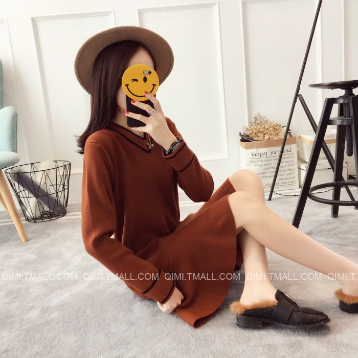 พรีออเดอร์ - เดรสไหมพรม Pre - DT146 (สีน้ำตาล)