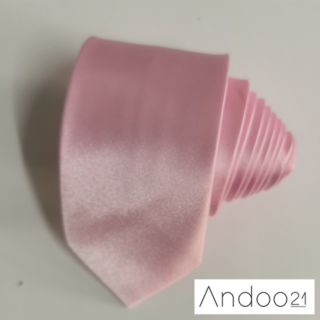 NT359_เนคไทผ้าซาติน สีชมพู หน้ากว้าง 2 นิ้ว