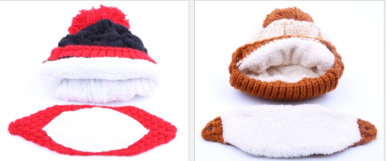 พร้อมส่ง - หมวกไหมพรม HT110 (สีแดงดำ)