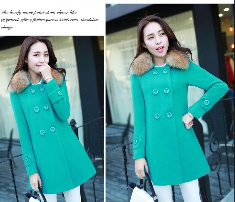 พร้อมส่ง - เสื้อโค้ทผ้าวูลกันหนาว CT158 (สีฟ้า)