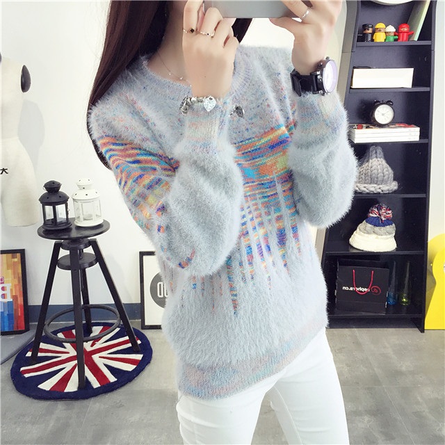 พรีออเดอร์ - เสื้อไหมพรมแฟชั่นแขนยาว Pre - ST645 (สีเทา)