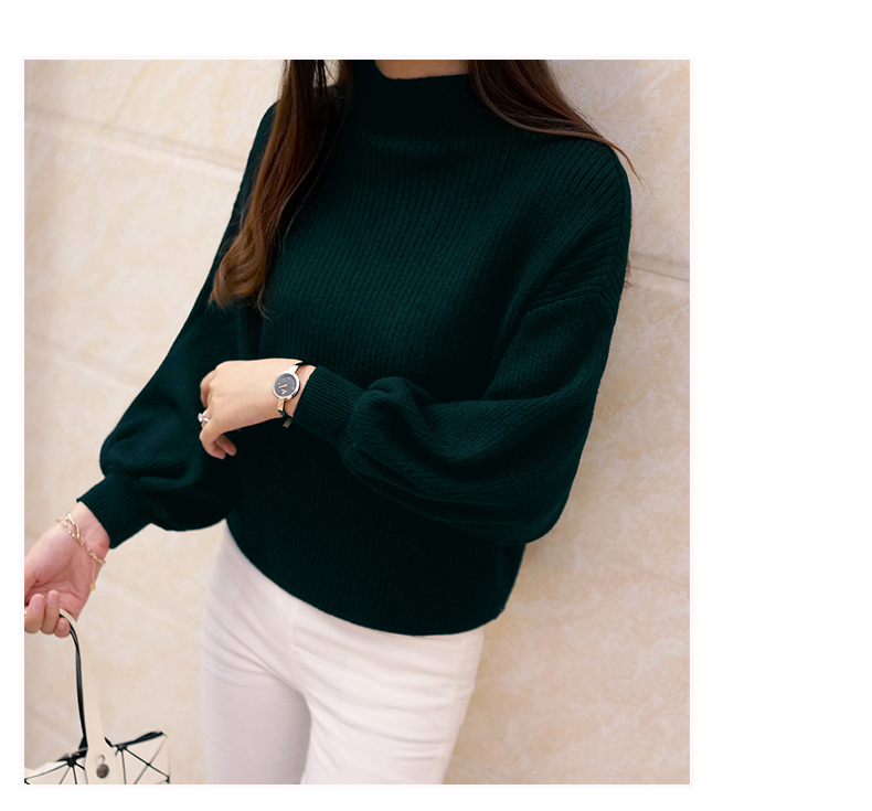 พร้อมส่ง - เสื้อไหมพรมแฟชั่น ST145 (สีเขียวเข้ม)
