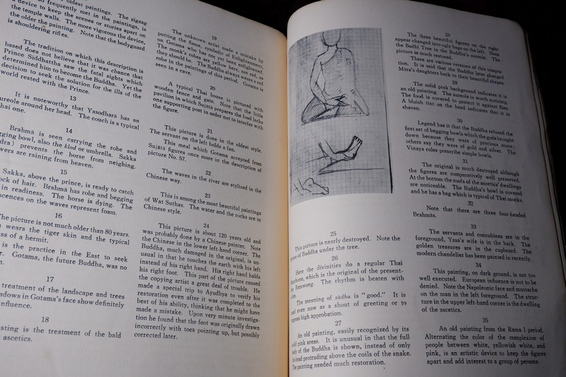 สมุดภาพพุทธจริยาประวัติ ตามภาพบนผนังโบสถ์วิหารในประเทศไทย โดย สำนักข่าวอเมริกัน ปี 2500