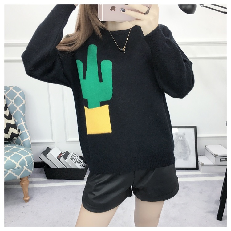 พรีออเดอร์ - เสื้อไหมพรมแฟชั่นแขนยาว Pre - ST771 (สีดำ)