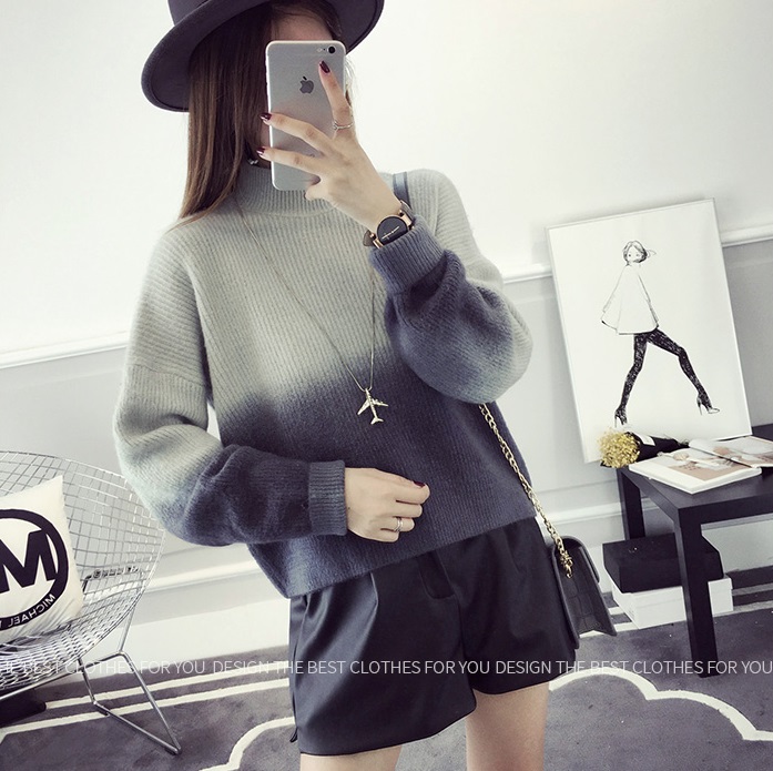 พรีออเดอร์ - เสื้อไหมพรมแฟชั่นแขนยาว Pre- ST760 (สีเทาน้ำเงินเข้ม)