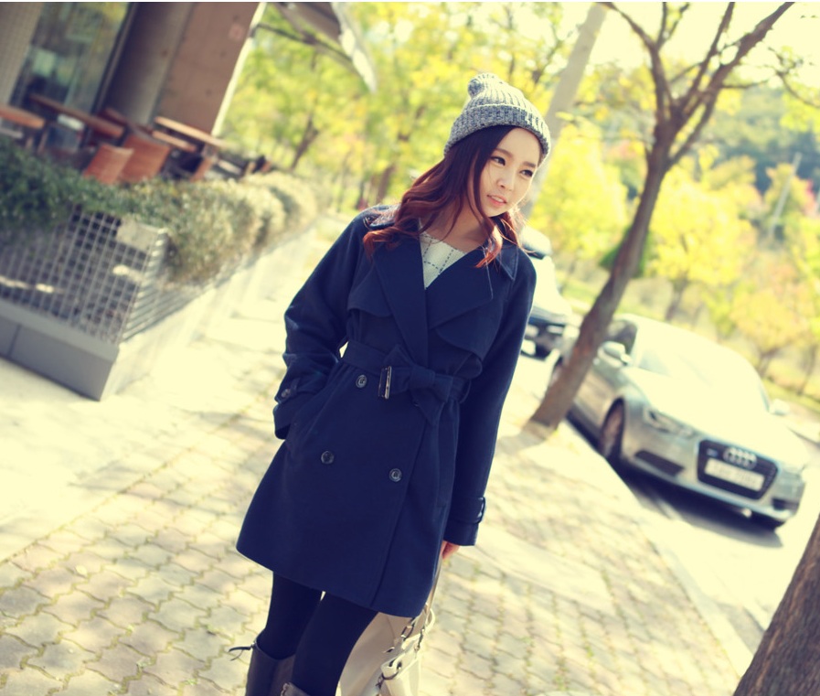 พร้อมส่ง - เสื้อโค้ทผ้าวูล CT166 (สีกรม)