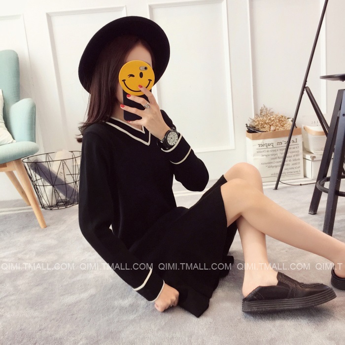 พรีออเดอร์ - เดรสไหมพรม Pre - DT147 (สีดำ)