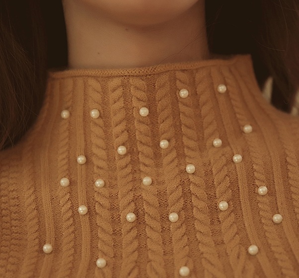 พร้อมส่ง - เสื้อไหมพรม ST113 (สีน้ำตาล)