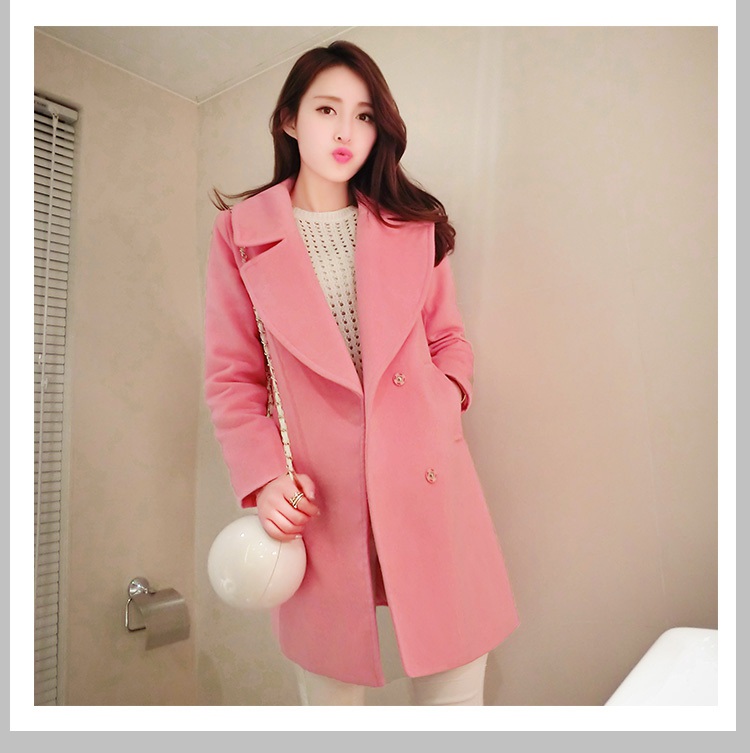 พรีออเดอร์ - เสื้อโค้ทผ้าวูลกันหนาว Pre - CT658 (สีชมพู)