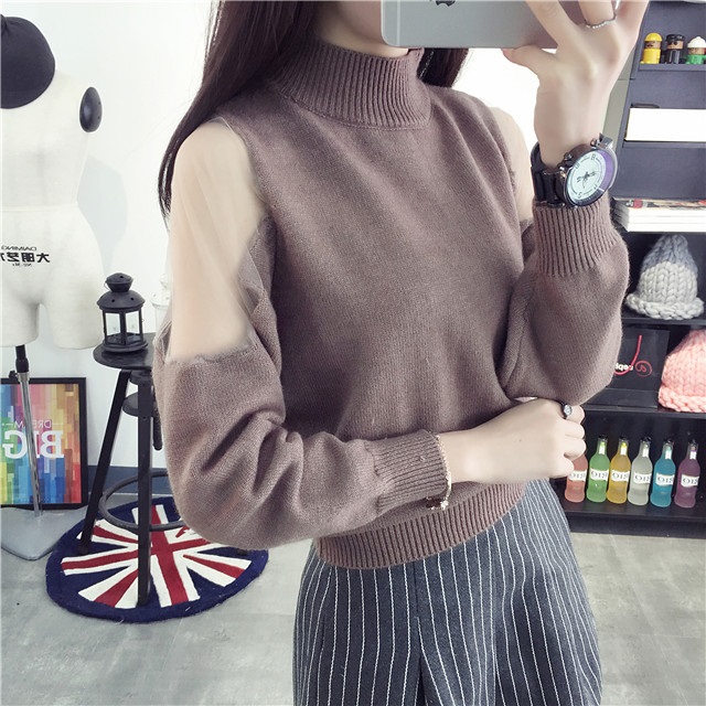 พรีออเดอร์ - เสื้อไหมพรมแฟชั่นแขนยาว Pre - ST668 (สีน้ำตาล)