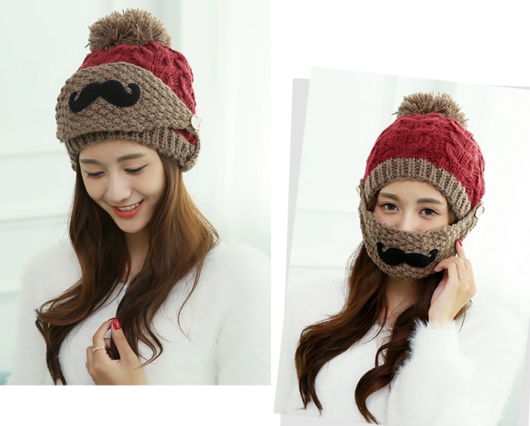 พร้อมส่ง - หมวกไหมพรม HT113 (สีแดงไวน์)