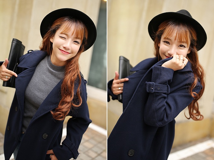 พรีออเดอร์ - เสื้อโค้ทผ้าวูลกันหนาว Pre - CT626 (สีกรม)